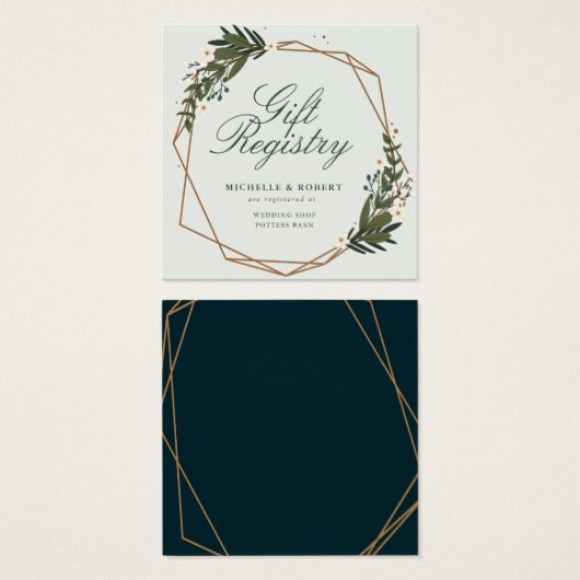 美しい幾何学的フローラ結婚ギフトの登録証 (正面&裏面)
