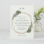 美しい幾何学的フローラ結婚リース 招待状 (スタンド正面)