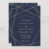 美しい幾何学的結婚式招待状 招待状 (正面/裏面)