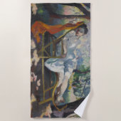 美しい庭で休むジャンヌ地中海のン ビーチタオル (正面)