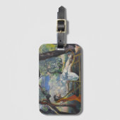 美しい庭で休むジャンヌ地中海のン ラゲッジタグ (正面縦)