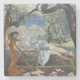 美しい庭で眠るジャンヌフランスのン ストーンコースター
