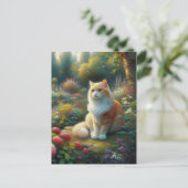 美しい庭のキャンバスに猫を ポストカード (スタンド正面)