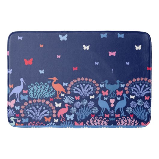 美しい庭の境界蝶鳥花 バスマット (正面)