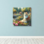 美しい庭の猫 キャンバスプリント (インサイチュ (ウッドフロア))