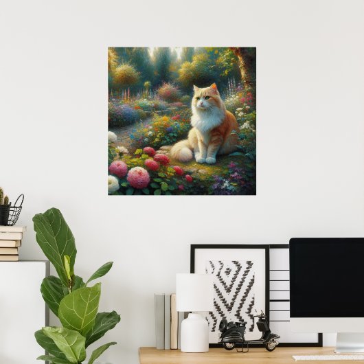 美しい庭の猫 ポスター (ホームオフィス)