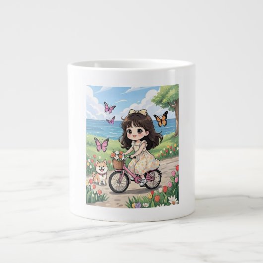 美しい庭をサイクリングする少女 マグ (正面)
