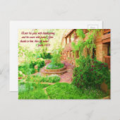 美しい庭園の中庭の写真と聖書の一節 ポストカード (正面/裏面)