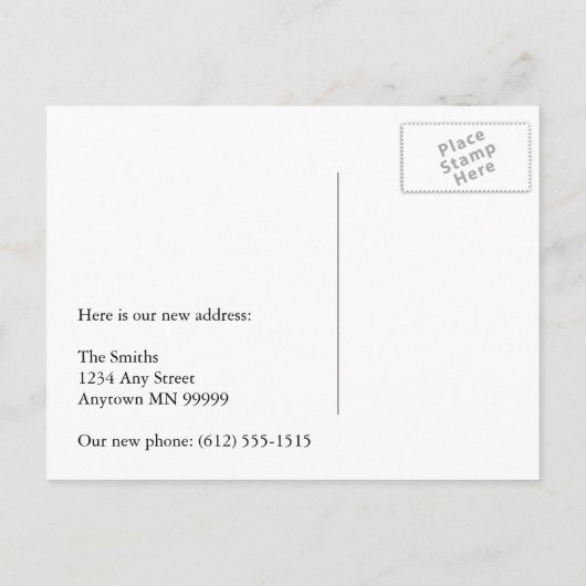 美しい庭 – おもしろい住所の変更 案内ポストカード (裏面)