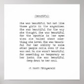 美しい引用文Fスコットフィッツジェラルド ポスター (正面)