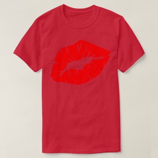 美しい強力な赤い口紅キス分離 Tシャツ (デザイン正面)