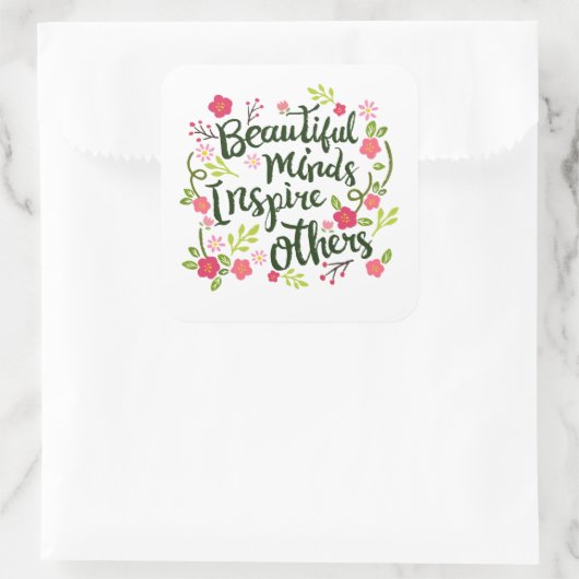 美しい心の他インスパイアの引用文シール スクエアシール (バッグ)