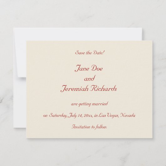 美しい恋人たちのカップル 招待状 (裏面)