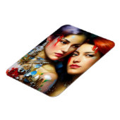 美しい恋人たちのカラフルな絵 マグネット (左側)