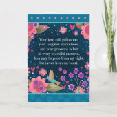 美しい悔やみや弔慰引用文ブルーかわいらしフローラハート カード (正面)