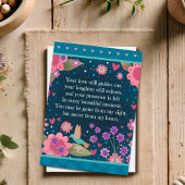 美しい悔やみや弔慰引用文ブルーかわいらしフローラハート カード