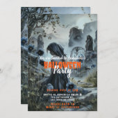 美しい悲嘆の女性墓地ハローウィンパーティ 招待状 (正面/裏面)