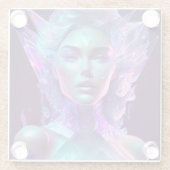 美しい愛かわいらしアート氷のガラス女性 ガラスコースター (裏面)