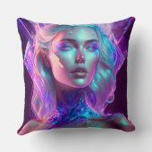 美しい愛かわいらしアート氷のガラス女性 クッション (裏面)