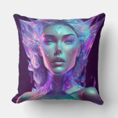 美しい愛かわいらしアート氷のガラス女性 クッション (正面)
