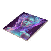 美しい愛かわいらしアート氷のガラス女性 タイル (側面)