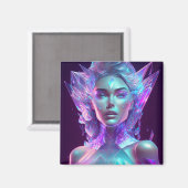 美しい愛かわいらしアート氷のガラス女性 マグネット (正面/裏面)