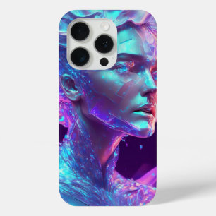 美しい愛かわいらしアート氷のガラス女性 iPhone 15 PROケース
