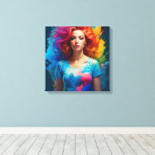 美しい愛のアートウーマンカラフル キャンバスプリント (インサイチュ (ウッドフロア))