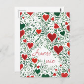 美しい愛の植物の渦巻きハートイタリアン色 ポストカード (正面/裏面)