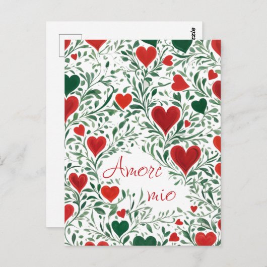 美しい愛の植物の渦巻きハートイタリアン色 ポストカード (正面/裏面)