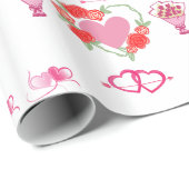 美しい愛をテーマにしたハートとバラ ラッピングペーパー (ロールコーナー)