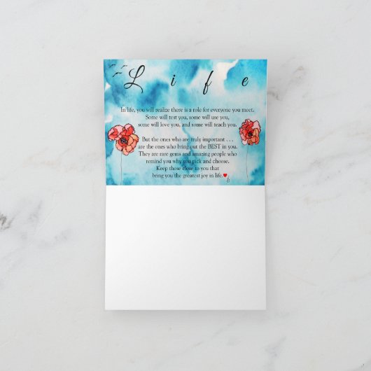 美しい感動的ライフワードグリーティングカード シーズンカード (内部)