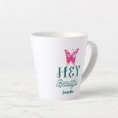 美しい感動的引用文ヘイ美しい カフェラテマグ (右アングル)