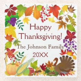 美しい感謝祭の収穫 ガラスコースター