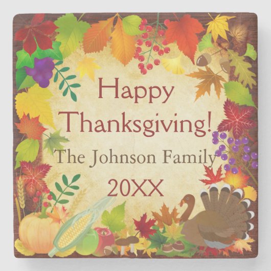 美しい感謝祭の収穫 ストーンコースター (正面)