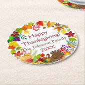 美しい感謝祭の収穫 ラウンドペーパーコースター (アングル)