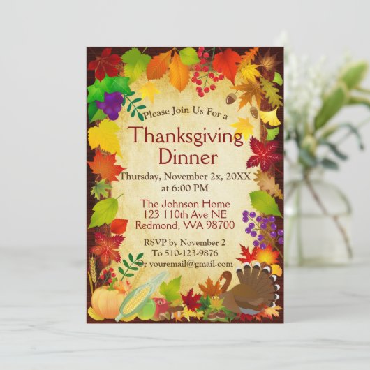 美しい感謝祭の収穫 招待状 (スタンド正面)