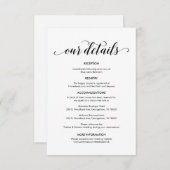 美しい我々結婚の詳細、黒いモダンインク エンクロージャーカード (正面/裏面)