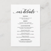 美しい我々結婚の詳細、黒いモダンインク エンクロージャーカード (正面)