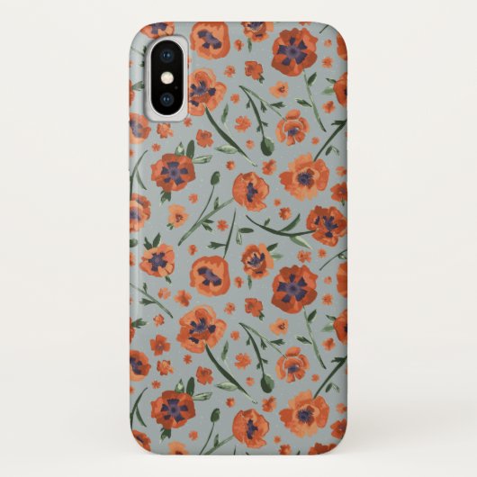 美しい手のオ絵を描レンジのポピーな花のパターン Case-Mate iPhoneケース (裏面)