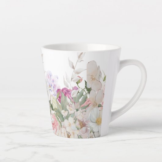 美しい手の絵を描フローラプリント カフェラテマグ (右)