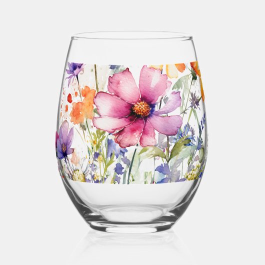 美しい手の絵を描フローラ絵を描 ステムなしワイングラス (正面)