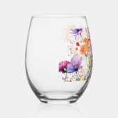美しい手の絵を描フローラ絵を描 ステムなしワイングラス (右)