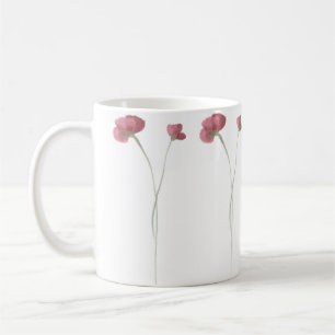 美しい手の絵を描埃っぽいピンク色の野生の花 コーヒーマグカップ