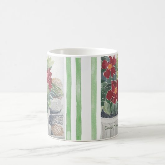 美しい手の絵を描水色の花コーヒーマグ コーヒーマグカップ (中央)