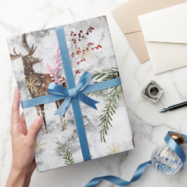 美しい手の絵を描水色トナカイ ラッピングペーパー