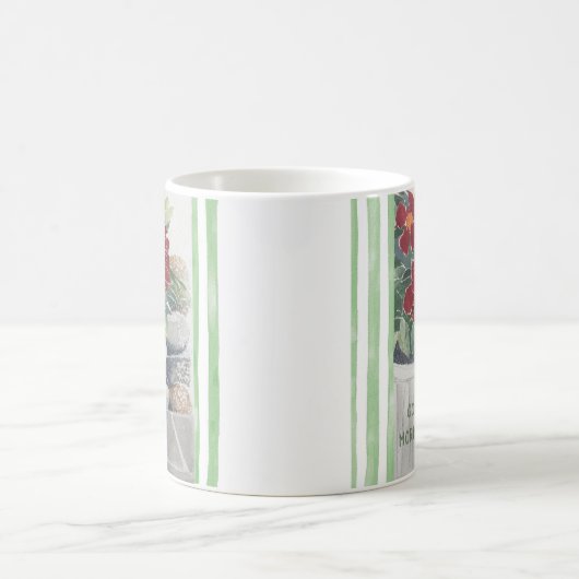 美しい手の色彩の鮮やか水色の花 コーヒーマグカップ (中央)