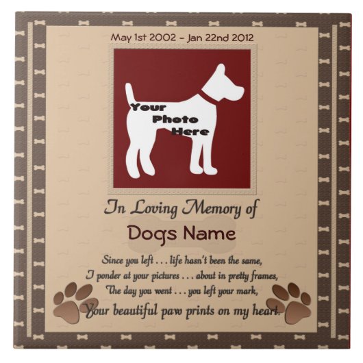 美しい手の跡がハートに印刷(茶) タイル (正面)