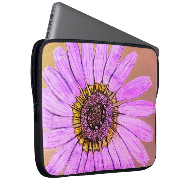 美しい手写花デザイン ラップトップスリーブ (正面右)