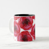 美しい手塗りの水彩画のケシの花 ツートーンマグカップ (正面左)